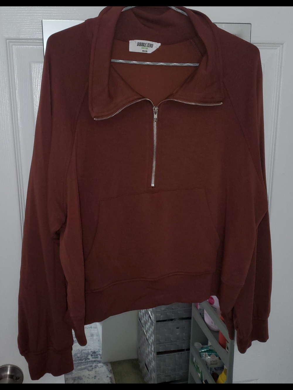 Double Zero Women's Half-Zip Hoodie - Rust Brown